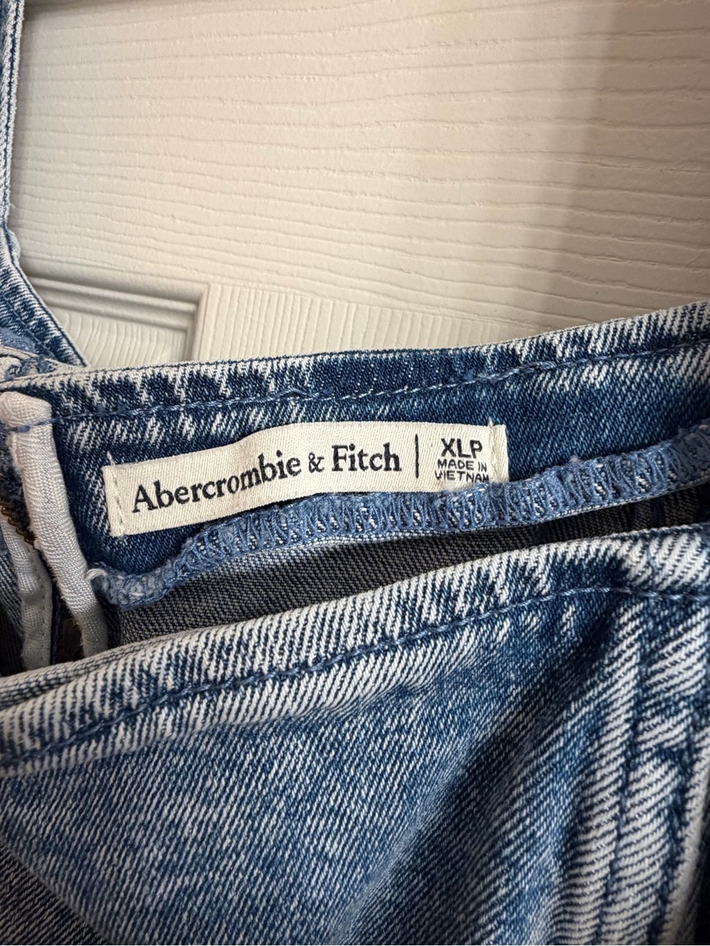 Abercrombie & Fitch Dress Womens XL Blue Denim Colomn Bodycon Midi Square Neck - Picture 3 of 13
